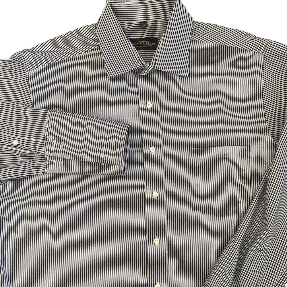 Donald J Trump Shirt Men's 17 36/37 French Cuffs Striped Signature Collection